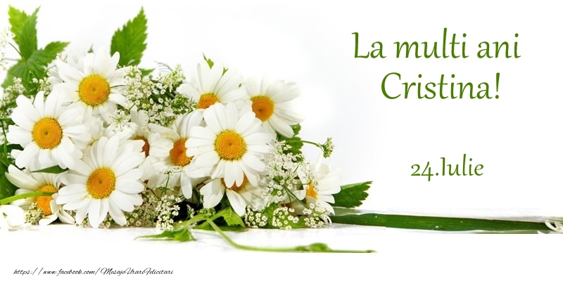 La multi ani, Cristina! 24.Iulie - | Felicitare cu flori de camp pentru fete | Felicitari de Ziua Numelui